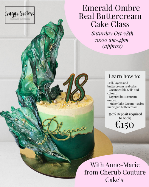 Emerald Ombre Cake Class Sat Oct 28th   (REAL CAKE)