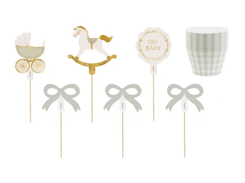 Oh Baby Cupcake Set Topper Gold 21cm