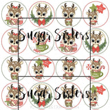 Cute Deer Christmas Edible Toppers - (20 Toppers)