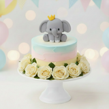 Cute Elephant with Gold Crown  Cake Decoration  DECO-CAKE