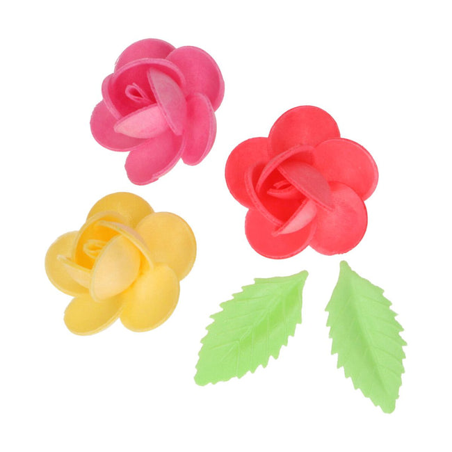 Edible Wafer Flowers & Leaves Frangipani Pk 15