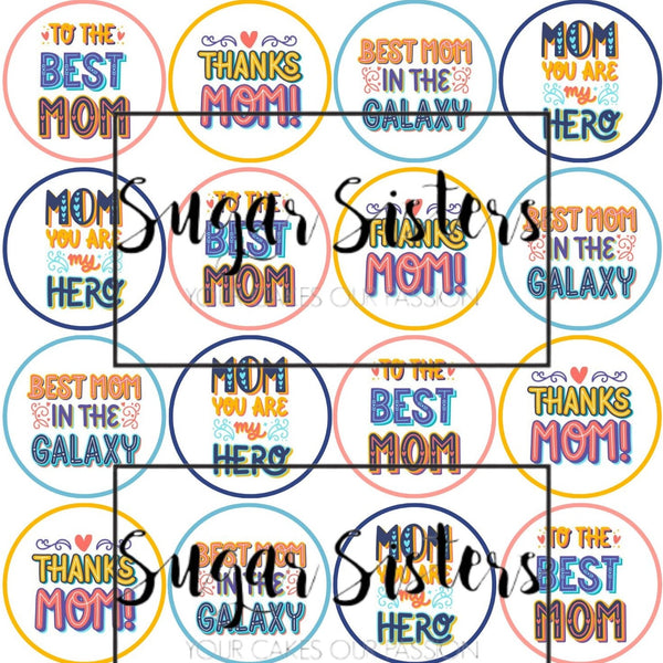 Best Mom  Mothers Day  Edible Toppers - (20 Toppers)