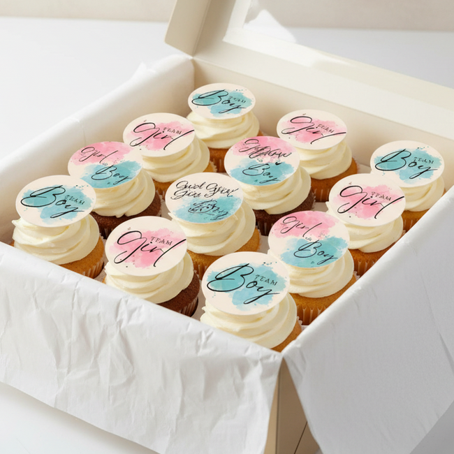 Girl or Boy Reveal Edible Toppers - (20 Toppers)