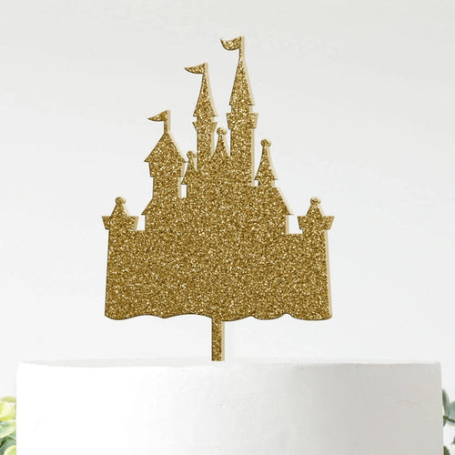 Gold Glitter Fairytale Castle Acrylic Topper