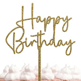 Gold Glitter Happy Birthday Topper