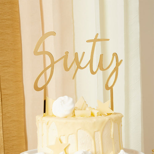 Sixty Gold Acrylic Cake Topper