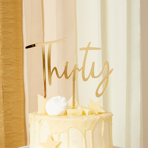 Thirty Gold Acrylic Cake Topper