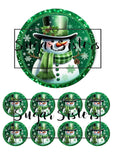 Green Snowman Edible Toppers -  (1 x 6