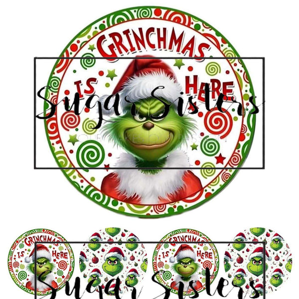 Grinchmas is here Edible Toppers -  (1 x 6" Disc ) (8 x 2" Discs)