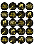 Happy New Year 2024 Text Edible Toppers - (20 Toppers)