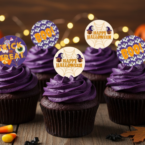 Trick or treat Halloween Edible Toppers - (20 Toppers)