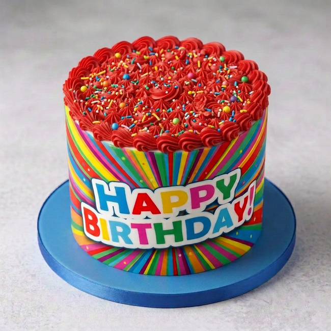 Rainbow Happy Birthday Wrap  Edible Image