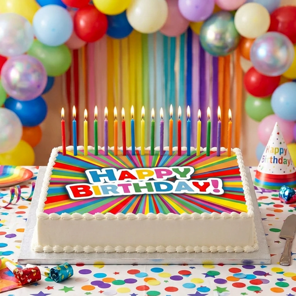 Rainbow Happy Birthday Wrap  Edible Image