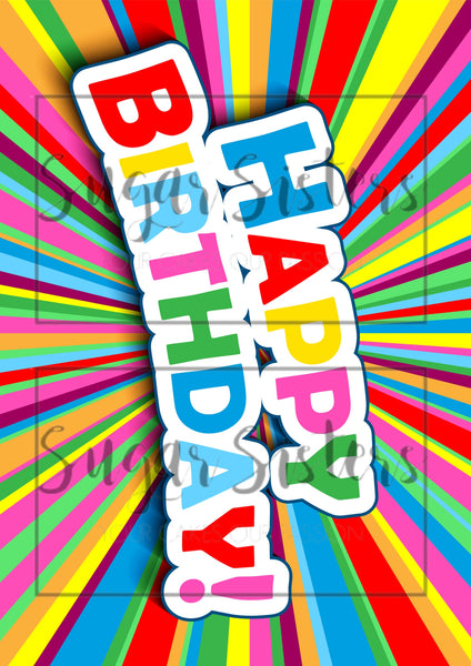Rainbow Happy Birthday Wrap  Edible Image