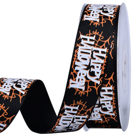 Monsters and Ghosts Orange Ribbon 25mm x Metre