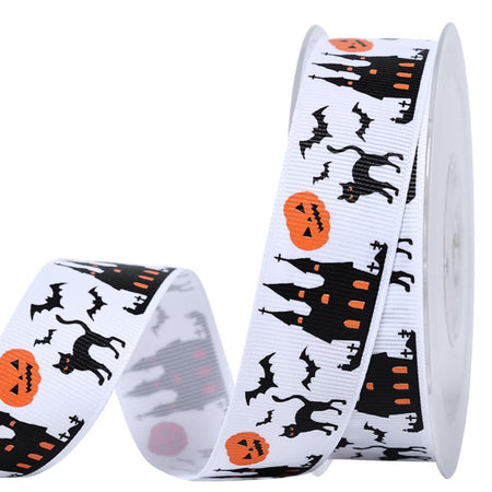 Monsters and Ghosts Orange Ribbon 25mm x Metre