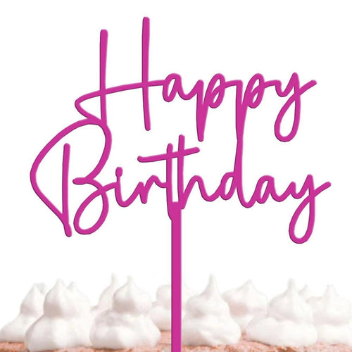 Matt Hot Pink Happy Birthday Topper