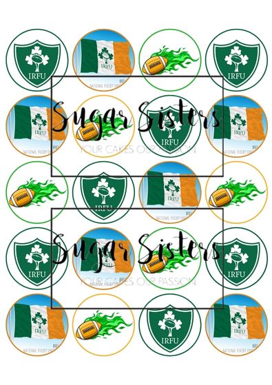 IRFU  Edible Toppers - (20 Toppers)