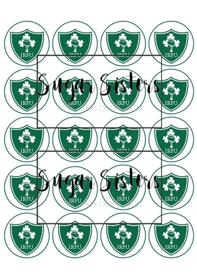 IRFU Crest  Edible Toppers - (20 Toppers)