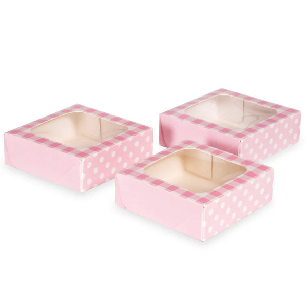 Pink Gingham Treat Box with window Pk 3