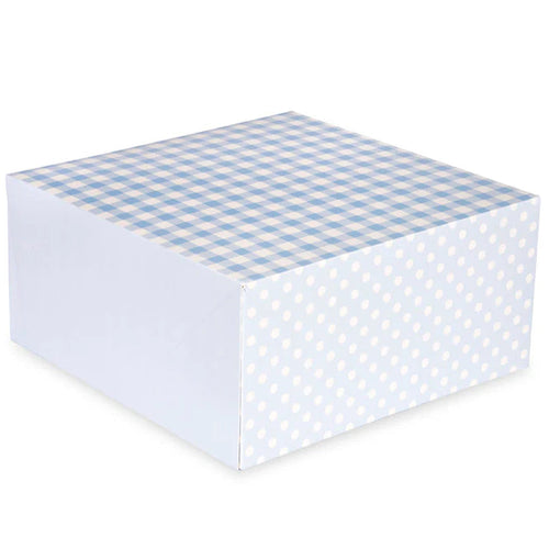 Blue Gingham Cake Box - 10" x 5"