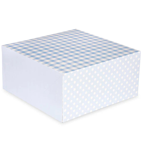 Blue Gingham Cake Box - 10" x 5"