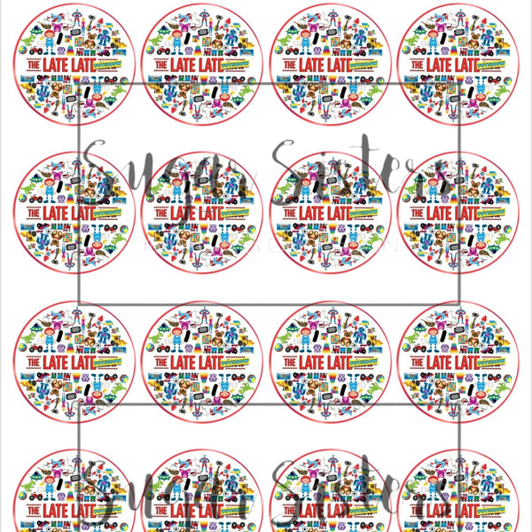 RTE Late Late Toy Show  Edible Toppers - (20 Toppers)