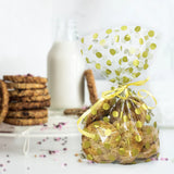 Gold Polka Dot Cello Treat Bags with Twist Ties Pk 20