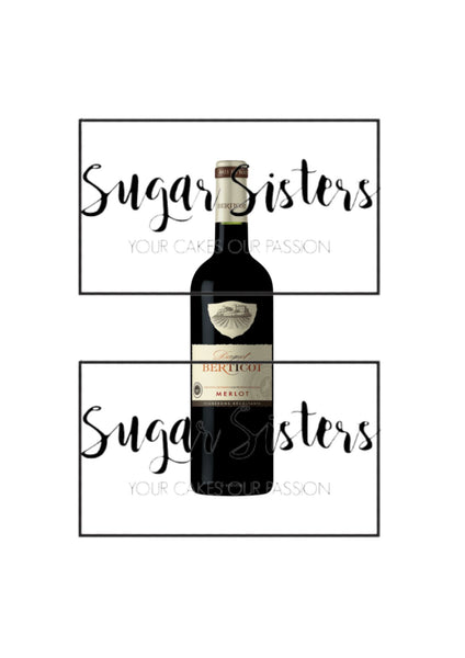 Black Wine Bottle Edible Decal - (1 Image 6.5" tall )