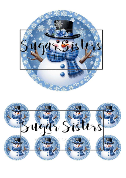 Santa on Sleigh Edible Toppers -  (1 x 6" Disc ) (8 x 2" Discs)