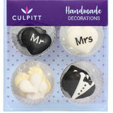 Sugar Decoration Mr & Mrs Love Heart Pk 12