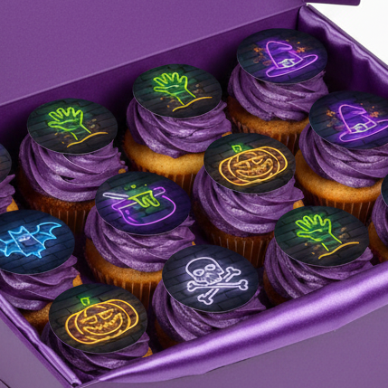 Neon Halloween  Edible Toppers - (20 Toppers)