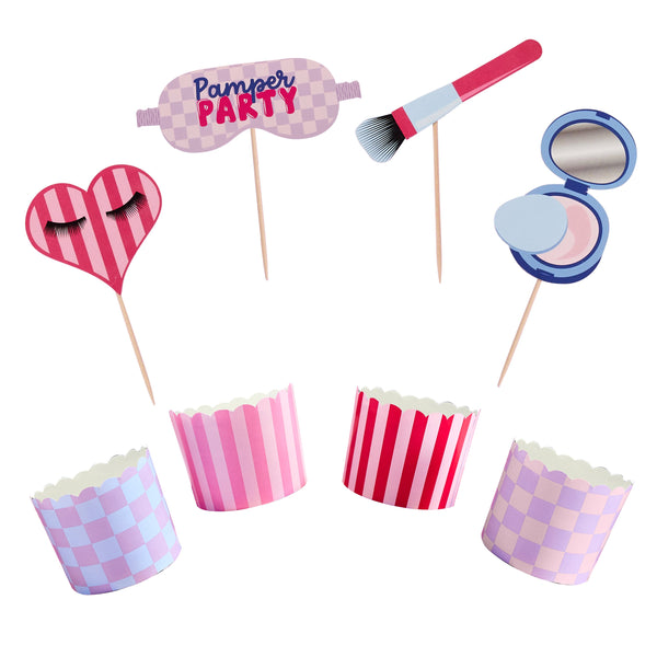 Pamper Party/ Make Up Card Cake Topper Set Pk 12