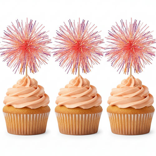 SUGAR SISTERS - Firework Cake/Cupcake Topper Peach Pk 5