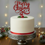 Merry Christmas Cake Topper Red