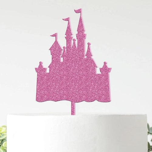 Pink Glitter Fairytale Castle Acrylic Topper