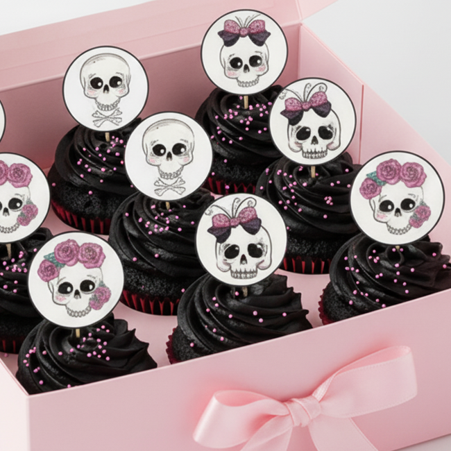 Pretty Skulls Edible Toppers - (20 Toppers)