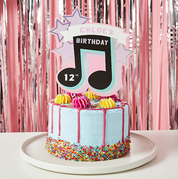 Personalised Musical Note Cake Topper with 3 Sticker sheets