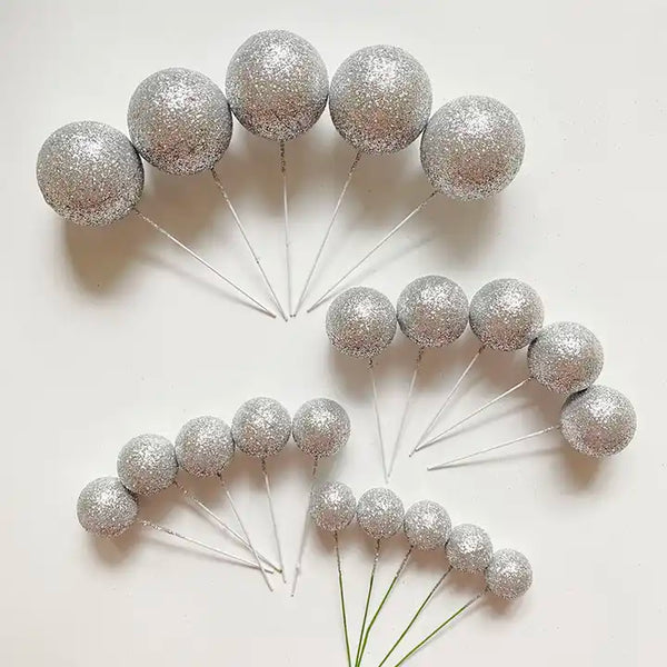 SUGAR SISTERS - Silver Glitter Cake Balls Pk 20
