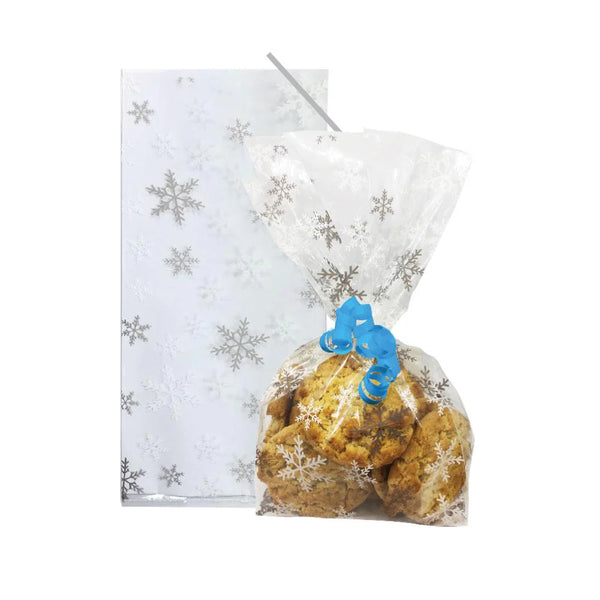 Snowflake Cello Treat Bags with Twist Ties Pk 20