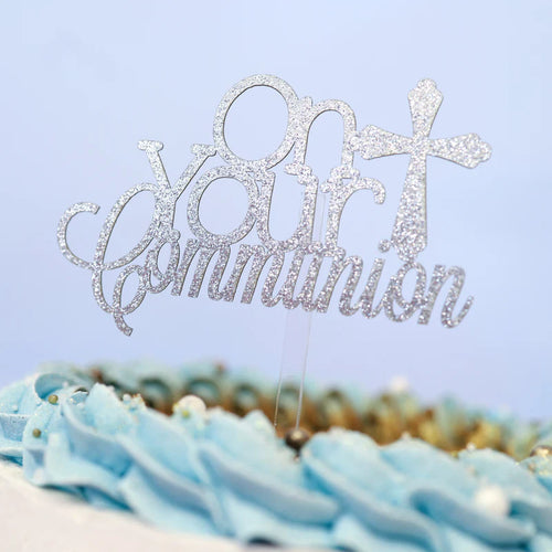 On Your Communion Silver Card Topper Small