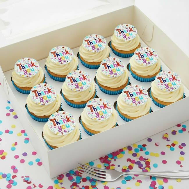 Thank You  Edible Toppers - (20 Toppers)