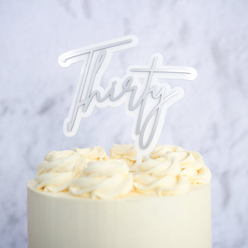 Thirty Cake Topper Silver   - SWEET STAMP