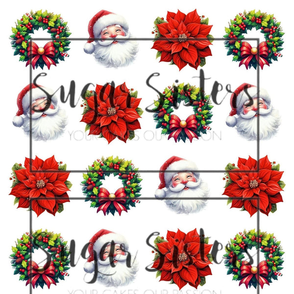 Traditional Christmas Edible Toppers - (20 Toppers)