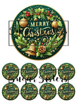 Traditional Merry Christmas Edible Toppers -  (1 x 6