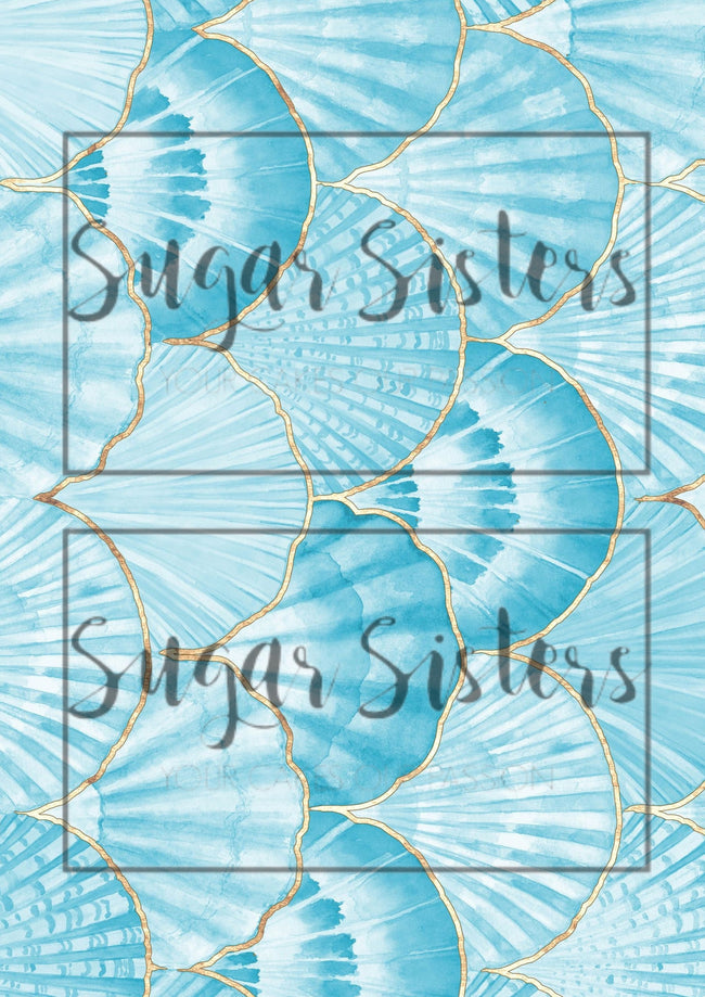 Turquoise Shells Wrap  Edible Image