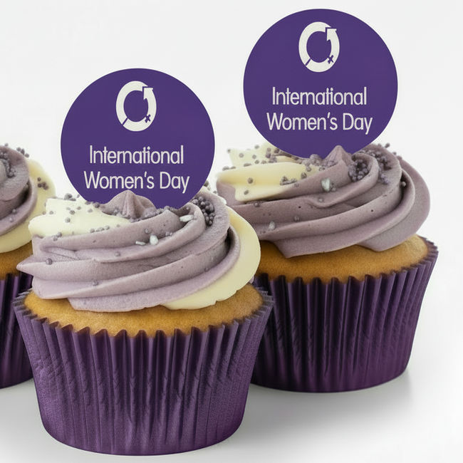 International Womens Day  2 Edible Toppers - (20 Toppers)