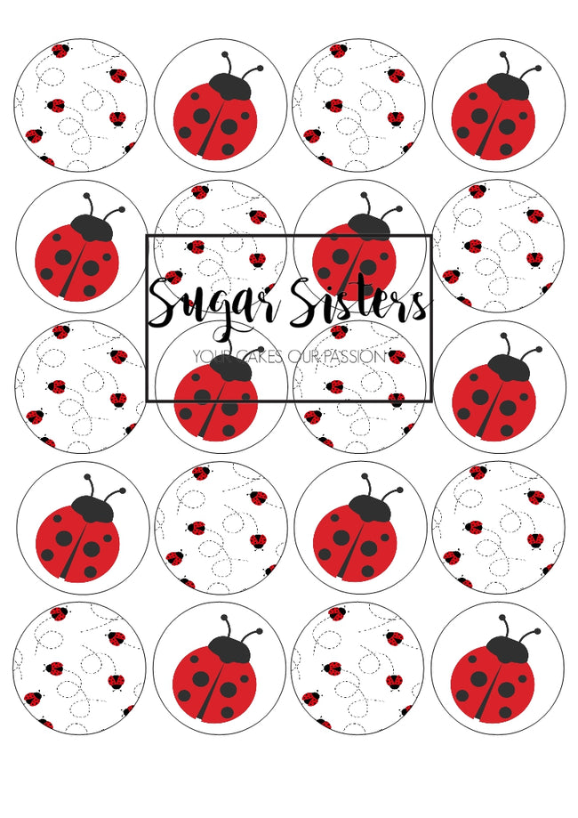 Ladybird  Edible Toppers - (20 Toppers)