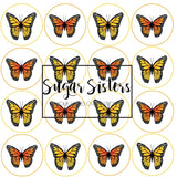 Yellow/Orange Butterflies Edible Toppers - (20 Toppers)