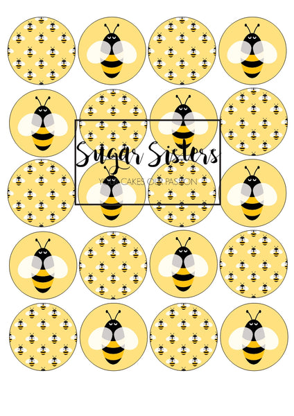 Honey Bee Edible Toppers - (20 Toppers)